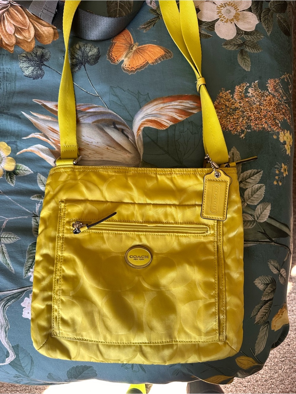 Coach Yellow Nylon Crossbody with Signature Detail